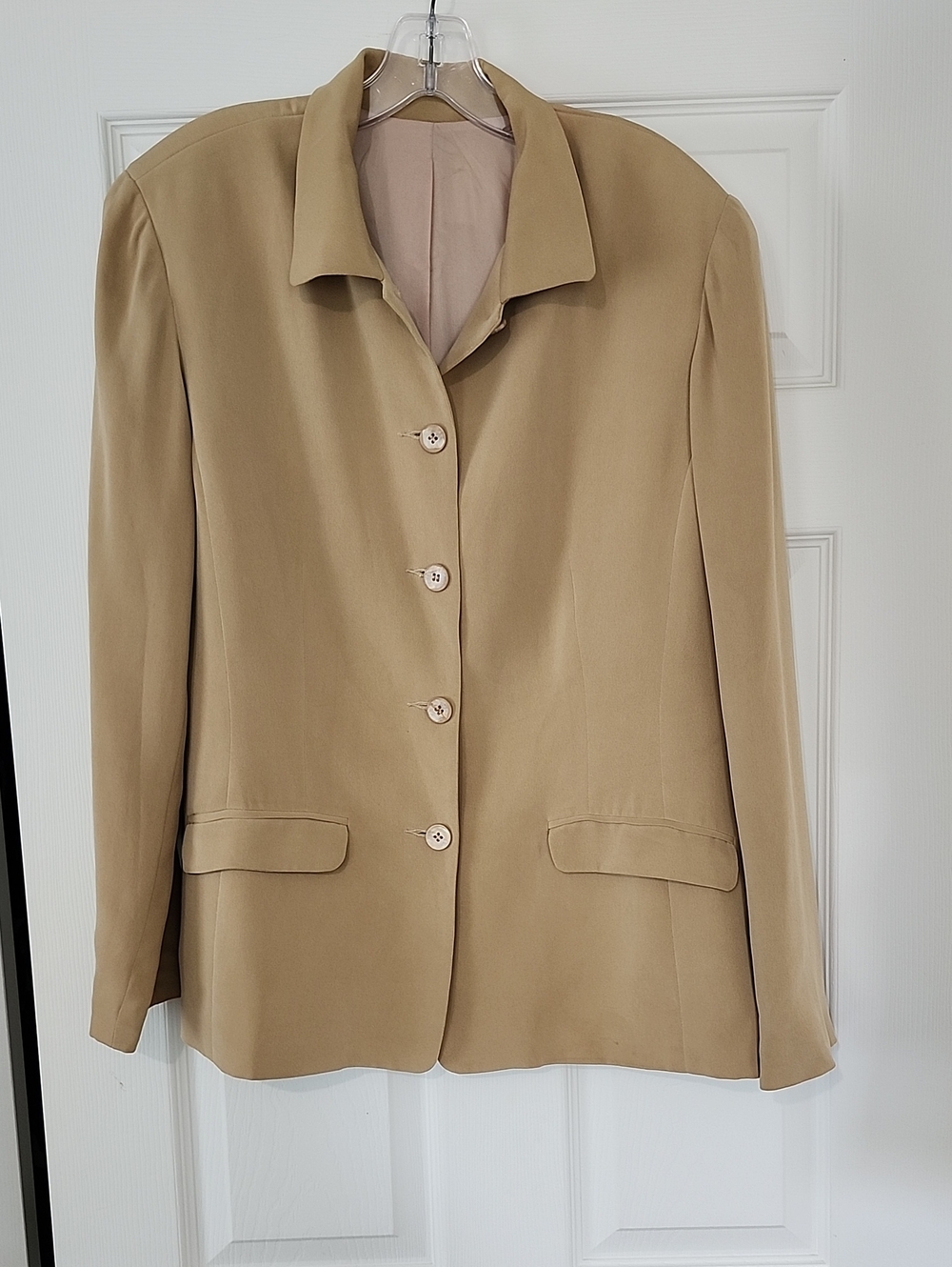 Vintage 90's Silk Blazer Tan/khaki/camel Size 12